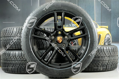 19-inch winter wheels set "Panamera", rims 9J x 19 ET64 + 10,5 J x 19 ET62 + NEW Michelin Pilot Alpin 4 winter tyres 265/45 R19 + 295/40 R19, black high gloss