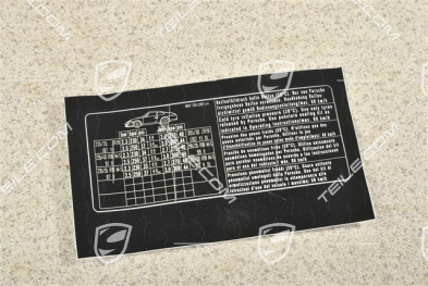 Identification / notice sticker for tire pressure Turbo