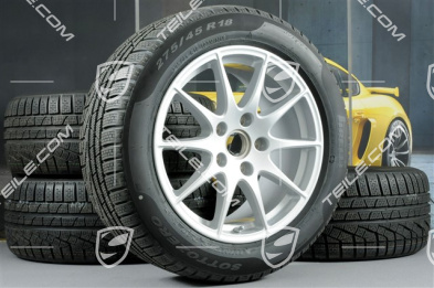 18" komplet kół zimowych Panamera S, felgi 8J x 18 ET59 + 9J x 18 ET53 + opony Pirelli Sotto 245/50 R18 + 275/45 R18, RDK