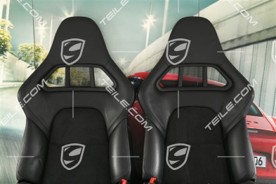 Sportschalensitze, klappbar, Leder/Alcantara, Schwarz, L+R