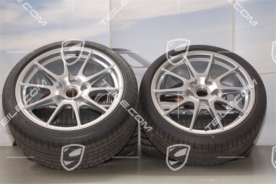 19" Komplet kół letnich Boxster Spyder, 10J x 19 ET42 + 8,5J x 19 ET55 + NOWE opony Goodyear, srebrny metalik