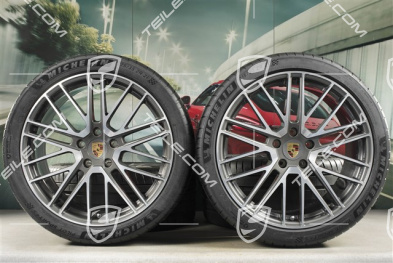 21" Turbo V Sommerräder Satz, Felgen 9,5J x 21 ET71 + 11,5J x 21 ET69 + NEUE Michelin Sommerreifen 275/35 R21 + 315/30 R21, mit RDK-Sensoren