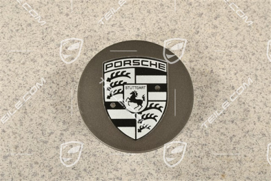 Hup cap, convex, crest black-white, Platinum Satin Matt