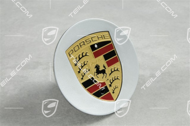 Radzierdeckel, rund, kokav, Porschwappen farbig, Brilliantchromlack