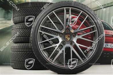 20"+21" Turbo V Winterräder Satz, Felgen 8,5J x 20 ET40 + 11J x 21 ET66 + Goodyear Winterreifen 245/35 R20 + 305/30 R21