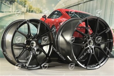 20"+21" 911 zestaw felg lekkiej konstrukcji Carrera, felgi 8,5J x 20 ET50 + 11,5J x 21 ET67, bez opon, czarny satynowy półmat