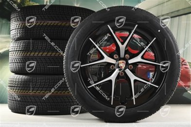 21" koła zimowe Cayenne RS Spyder Design, komplet, felgi 9,5J x 21 ET16 + 11J x 21 ET37 + opony zimowe Goodyear UltraGrip Performance 3 SUV 275/45 R21 + 315/40 R21, czarny wysoki połysk
