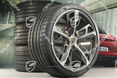 21" koła letnie Cross Turismo Design, komplet, felgi 9,5J x 21 ET60 + 11,5J x 21 ET66 + opony letnie Goodyear 265/35 R21 + 305/30 R21, Tytanowa popiel