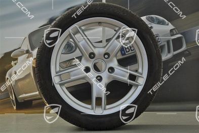 18" Boxster S Winterräder Satz (Felgen mit Reifen), Felgen vorne 8J x 18 ET57 + hinten 9J x 18 ET43 + NEUE Winterreifen 235/40 R18 + 255/40 R18