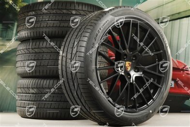 21-inch Cayenne RS Spyder summer wheel set, rims 9,5J x 21 ET46 + 11,0J x 21 ET49 + NEW Pirelli P Zero summer tyres 285/40 R21 + 315/35 R21, black satin matt