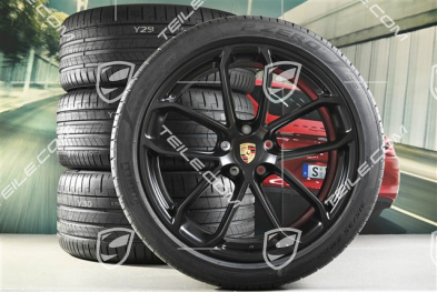 22" koła letnie Cayenne GT Coupé, komplet, Felgi 10J x 22 ET48 + 11,5J x 22 ET52 + opony letnie Pirelli 285/40 ZR22 + 315/35 ZR22, czarny satynowy półmat