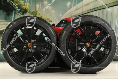 20" koła zimowe Turbo S Aero Design, komplet, felgi 9J x 20 ET54 + 11J x 20 ET60 + opony zimowe Pirelli 245/45 R20 + 285/40 R20, czarny satynowy mat