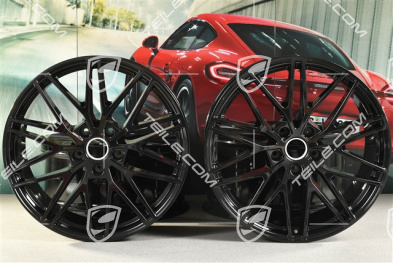 21-inch wheel rim set Cayenne RS Spyder Design, 11J x 21 ET58 + 9,5J x 21 ET46, black high gloss