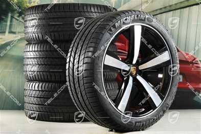 21" koła letnie, komplet, Exclusive Design Sport, felgi 9,5J x 21 ET27 + 10J x 21 ET19 + NOWE opony letnie Michelin 265/40 R21 + 295/35 R21, czarny wysoki połysk, z czujnikami ciśnienia