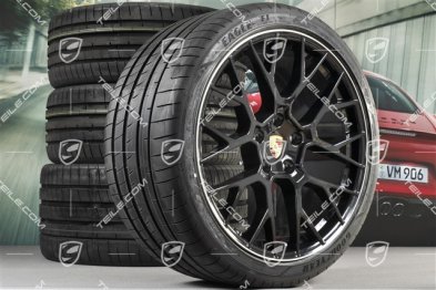20+21-inch summer wheel set RS Spyder Design, rims 8,5J x 20 ET53 + 11,5J x 21 ET67 + NEW summer tyres 245/35 R20 + 305/30 R21, with TPM, black high gloss