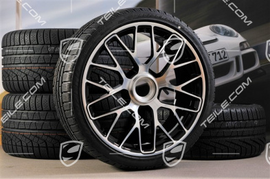 GT3 20" koła zimowe, komplet, "Turbo S" centralne mocowanie, 9J x 20 ET51 + 11J x 20 ET59 + opony zimowe Michelin 245/35 R20+295/30 R20, czujniki RDK