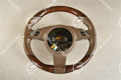 Kierownica multifunkcyjna, PDK, podgrzewanie, skóra, espresso z drewnem mahoń Mahogany