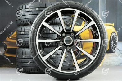 20-inch Carrera Classic summer wheels set, rims 8J x 20 ET57 + 10J x 20 ET45 + NEW Pirelli summer tires 235/35 ZR20 + 265/35 ZR20, with TPMS, black high gloss