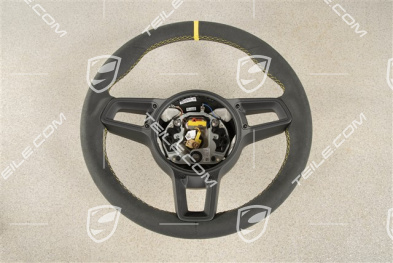 Kierownica sportowa GT, Alcantara, czarna/speed yellow, Pasek Speed yellow na godz. 12