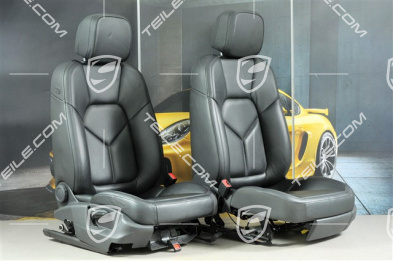 Seats, el. adjustable, leather, black, set (L+R)