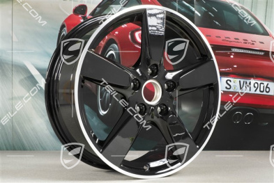 19-inch Cayman S wheel set, 8J x 19 x ET 57 + 9,5J x 19 x ET 45, wheel spokes in black