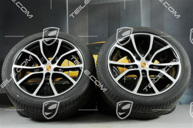 21" koła letnie Cayenne Exclusive Design, komplet, felgi 9,5J x 21 ET46 + 11,0J x 21 ET58 + opony letnie Pirelli P Zero 285/40 R21 + 315/35 R21, z czujnikami ciśnienia, czarne (wysoki połysk)