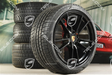 19-/20-inch Carrera winter wheel set, wheel rims 8,5J x 19 ET52 + 11J x 20 ET66 + NEW Pirelli winter tyres 235/40 R19 + 295/35 R20, with TPMS, black high gloss