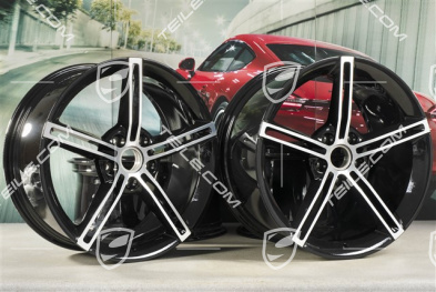 21" Wheel rim set Mission E Design, 9,5J x 21 ET60 + 11,5J x 21 ET66, black high gloss