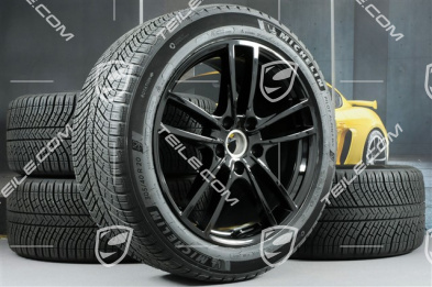 20" koła zimowe Cayenne COUPE Sport, komplet, felgi 9J x 20 ET50 + 10,5J x 20 ET55 + NOWE opony zimowe Michelin 275/45 R20 + 305/40 R20, z czujnikami ciśnienia, czarny wysoki połysk