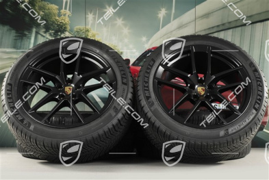 20" "Macan S" Winterräder Satz, Felgen 9J x 20 ET26 + 10J x 20 ET19, Michelin Winterreifen 265/45 R 20 + 295/40 R 20, schwarz seidenmatt, mit RDK-Sensoren
