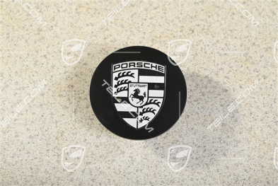 Radzierdeckel, konvex, Wappen schwarz, in Schwarz-Satinmatt