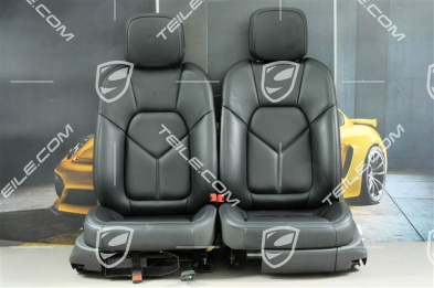Seats, el. adjustable, leather, black, set (L+R)