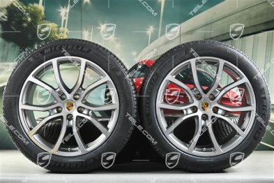 21" Cayenne Exclusive Design Winterräder Satz, Felgen 9,5J x 21 ET46 + 11,0J x 21 ET49 + Michelin Pilot Alpin 5 SUV Winterreifen 285/45 R21 + 305/40 R21, mit RDK-Sensoren