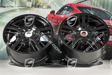 19" Komplet felg Panamera Design, 10J x 19 ET61 + 9J x 19 ET60, czarny wysoki połysk