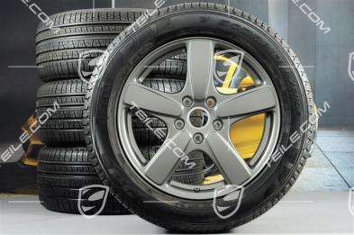 19" koła zimowe, komplet Cayenne Sport Classic, felgi 8,5J x 19 ET59 + opony zimowe Pirelli 265/50 R19, Platinum (półpołysk), z czujnikami ciśnienia