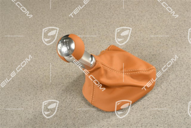 Turbo, Schaltknauf /Schalthebelknopf mit Schaltmanschette Leder, Naturbraun