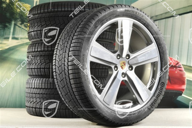 22-inch winter wheel set Cayenne Exclusive Design Sport, wheel rims 10J x 22 ET48 +11,5J x 22 ET52 + Continental winter tyres 285/40 R22 + 315/35 R22, Platin Silver