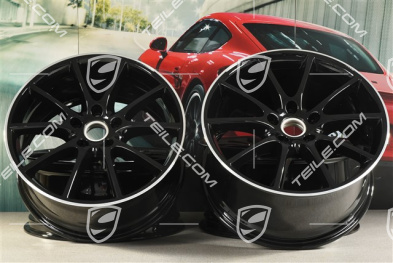 20-inch Cayenne Design wheel rim set, 10,5J x 20 ET55 + 9J x 20 ET50, black high gloss