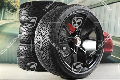 20"+21" GT3 / GT3RS winter wheels, complete set, centre-lock rims 9J x 20 ET43 + 11.5J x 21 ET46 + Michelin Pilot Alpin 5 winter tyres 245/35 R20 + 305/30 R21, satin black matt