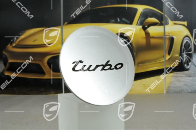 Dekielek koła/felgi, napis „Turbo”, wklęsły, srebrny