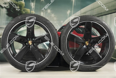 21-inch "Sport Classic" black (high gloss) summer wheels set, rims 9J x 21 ET26 + 10J x 21 ET19 + NEW Continental summer tyres 265/40 R 21 + 295/35 R 21, with TPMS