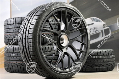 20" Turbo S central locking winter wheel set for Turbo S, wheels 8,5J x 20 ET51 + 11J x 20 ET59 + NEW Pirelli Sottozero II winter wheels 245/35 R20+295/30 R20, TPMS, black satin mat