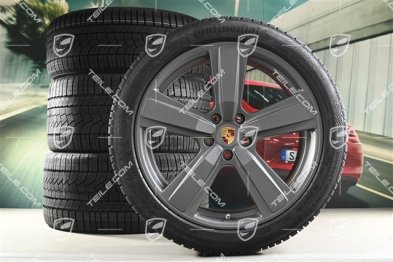 22" Winterräder Cayenne Exclusive Design Sport, Felgen 10J x 22 ET48 +11,5J x 22 ET52 + Continental Winterreifen 285/40 R22 + 315/35 R22, Vesuvgrau