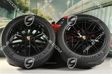 21-inch Cayenne "RS Spyder Design" winter wheel set, rims 9,5J x 21 ET46 + 11,0J x 21 ET49 + Michelin Pilot Alpin 5 SUV winter tyres 285/45 R21 + 305/40 R21, with TPMS, black high gloss