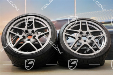 19-inch Carrera S II summer wheel set, wheels 8J x 19 ET57 + 11J x 19 ET51 + NEW Michelin tyres 235/35 ZR19 + 305/30 ZR19, in platin