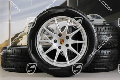 18" komplet kół zimowych Panamera S, felgi 8J x 18 ET59 + 9J x 18 ET53 + NOWE opony zimowe Pirelli 245/50 R18 + 275/45 R18, z czujnikami ciśnienia