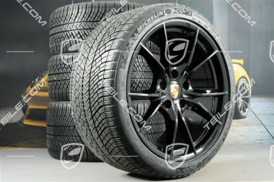 20" Winterräder Satz Carrera S (IV), Felgen 8,5J x 20 ET49 + 11J x 20 ET78 + NEUE Michelin Pilot Alpin PA4 N1 Winterreifen 245/35 R20 + 295/30 R20, Tiefschwarz Metallic