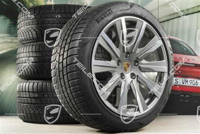 20" koła zimowe Taycan Tequipment Design, komplet, felgi 9J x 20 ET54 + 11J x 20 ET60 + NOWE opony zimowe Pirelli 245/45 R20 + 285/40 R20
