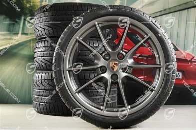 20" Komplet kół zimowych Carrera S (III), 8,5J x 20 ET51 + 11J x 20 ET70 + NOWE opony zimowe Pirelli 245/35 ZR20 + 295/30 ZR20, Platinum, z czujnikami ciśnienia RDK