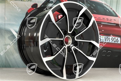 20" Felge Taycan Turbo Aero Design, 11J x 20 ET60, schwarz hochglanz mit glanzgedrehter Stirnfläche